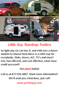 Little Guy Teardrop Trailers: Want more information? We'll send you a brochure. Just call! 877.545.4897, www.golittleguy.com